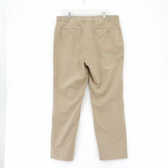 DAMAGED Lauren Ralph Lauren Total Comfort Wool Dress Pants 35 / 29 Tan Mid Rise - Picture 3 of 9